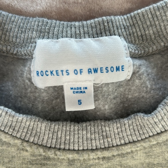 Rockets Of Awesome Girls Gray Sweatshirt With Pearl Details Size 5 - Picture 2 of 3